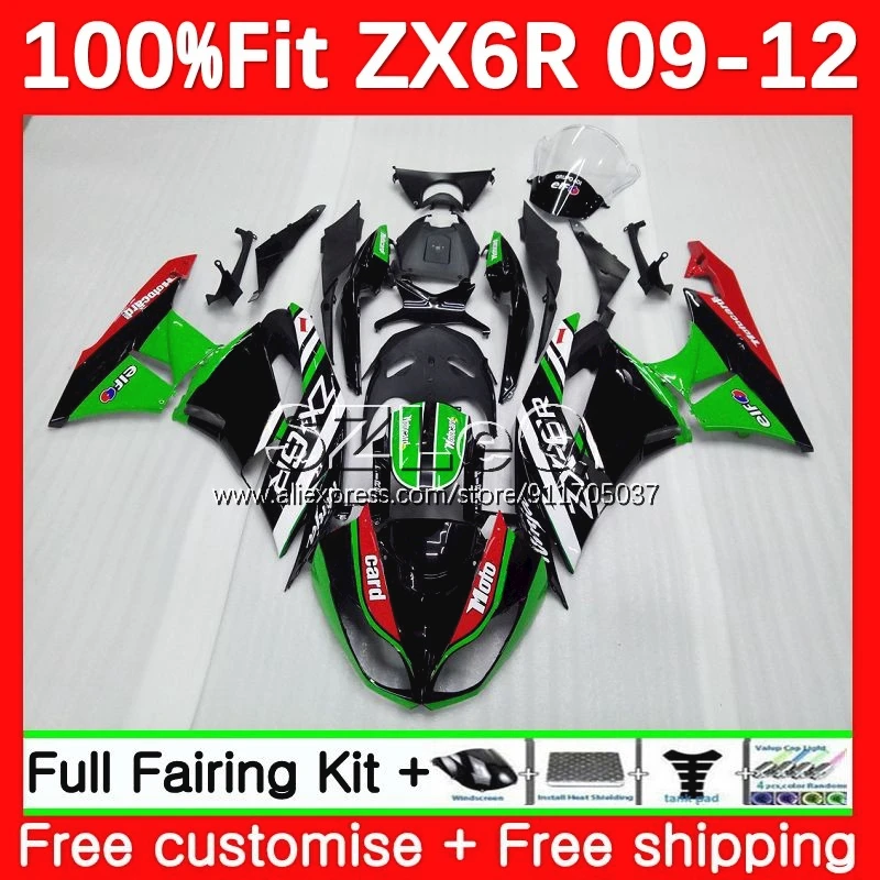 Injection For KAWASAKI NINJA ZX636 ZX 6R 636 6 R ZX6R 09 10 11 12 100No.110 ZX-6R Green black ZX-636 2009 2010 2011 2012 Fairing