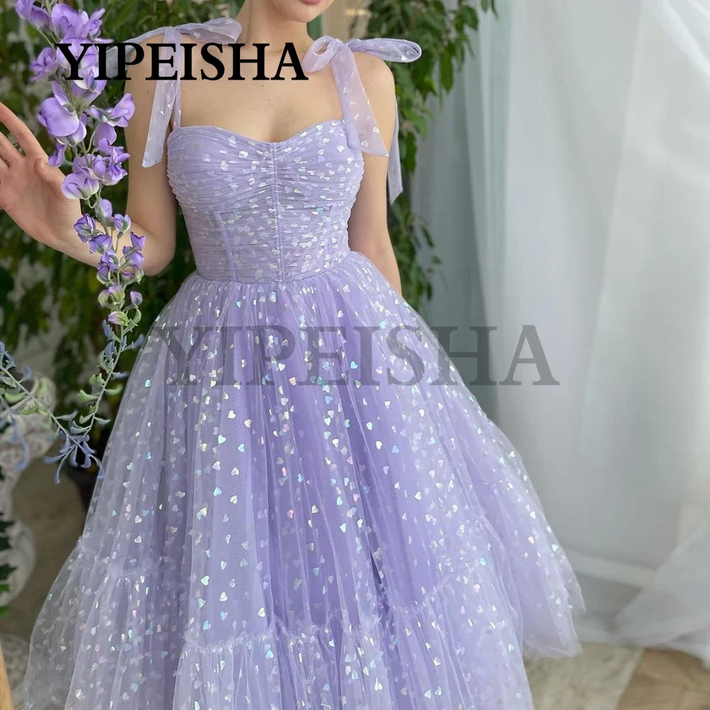 Gola quadrada a linha vestidos de noite manga longa rendas flores sem costas chá-comprimento baile de formatura gwon vestidos de fiesta пvestidos vestidos vestidos vestidos