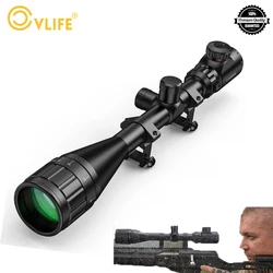CVLIFE 6-24x50 AOE Rifle Scope Green Film Multi-coated Lens Red and Green Illuminated with Free 20MM Mount Hunting AO adjustmen