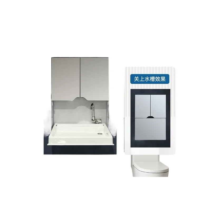 RV sink, acrylic folding small size water basin with cabinet, camper car bathroom wash basin