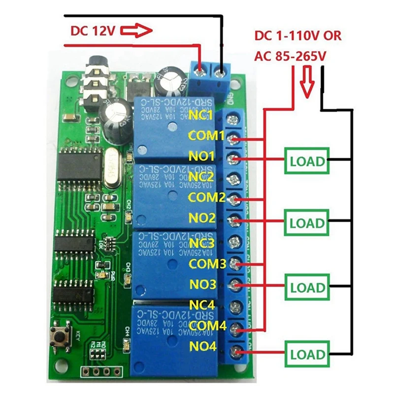 AD22B04 4-kanałowy przekaźnik DTMF dekoder sygnału tonowego moduł przekaźnika zdalnego sterowania 12V DC dla PLC inteligentny dom