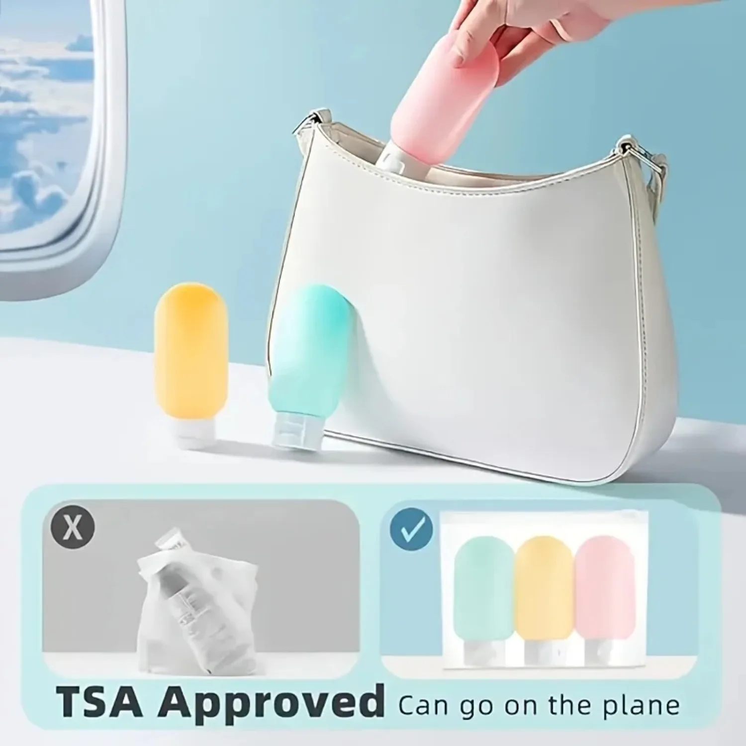 4 قطعة مجموعة زجاجات السفر زجاجة إعادة الملء حاويات مستحضرات التجميل 60 مللي كريم غسول الشامبو السفر موزع ضغط أنبوب ماكياج