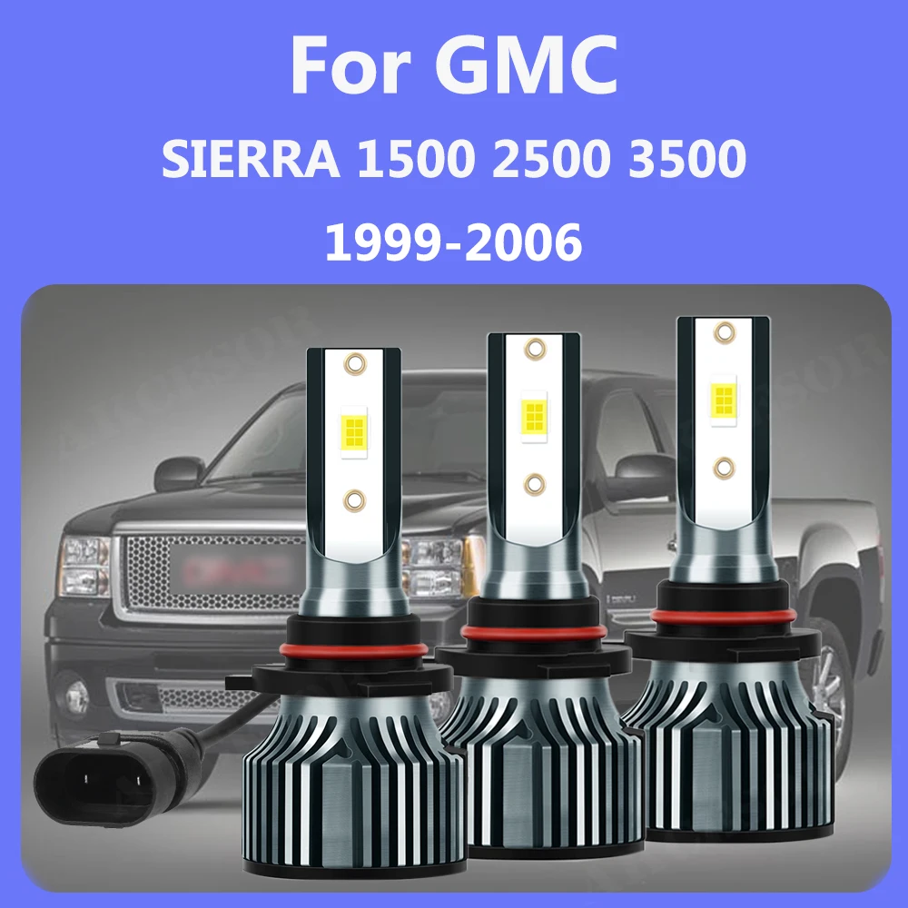 Fit for GMC SIERRA 1500 2500 3500 HD (1999-2006) 9005 9006 LED Bulbs Hi/Lo Beam Car Headlight Bulbs Halogen Replacement Lamp 12V