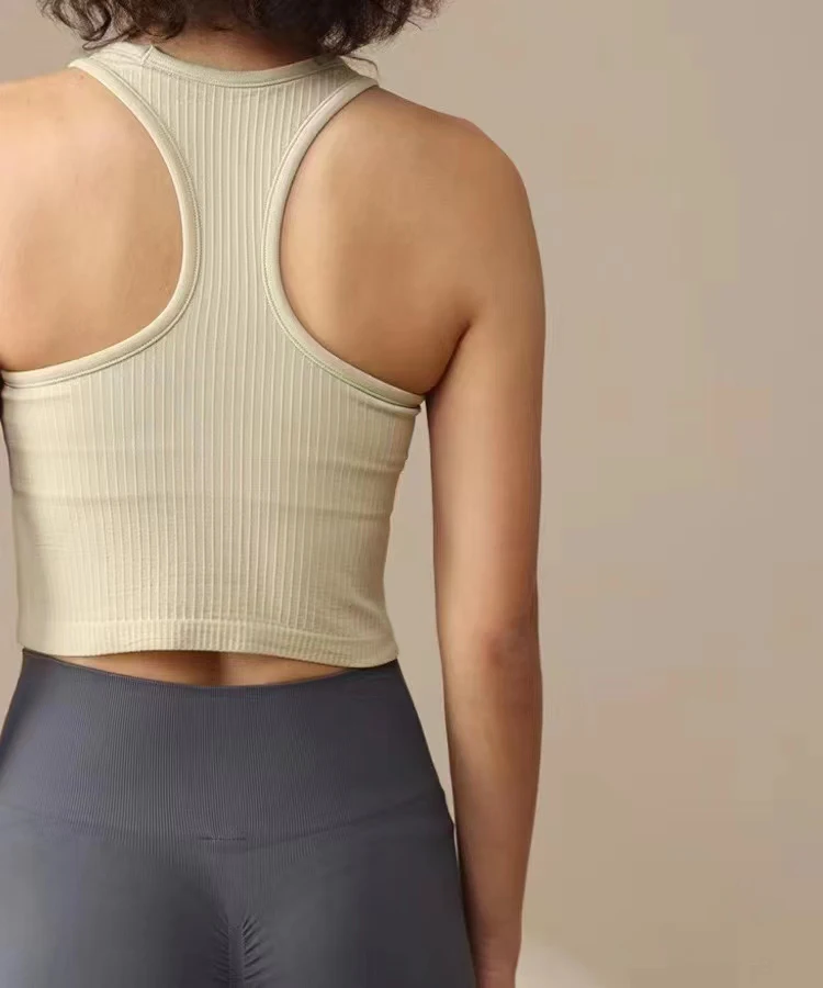 LULU FLORA H-shaped sleeveless backless outdoor chest cushion with bare feel, high waist quick drying sports vest with ribbed image 3