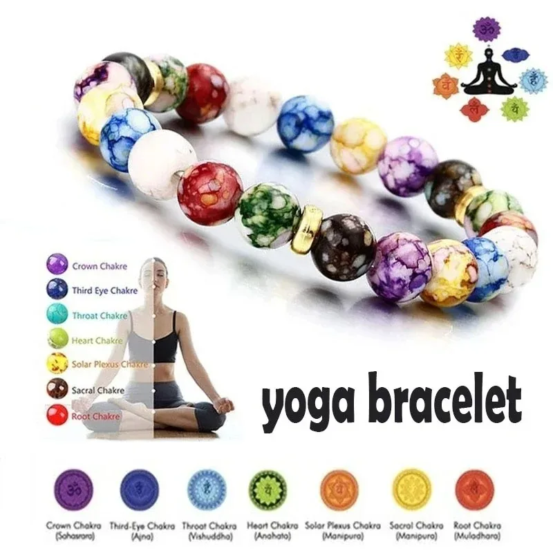 Natural Hematite 7 Chakra Bracelets Men Reiki Energy Stone Weight Loss Yoga Bracelet Slimming Woman Health Care Therapy Jewelry