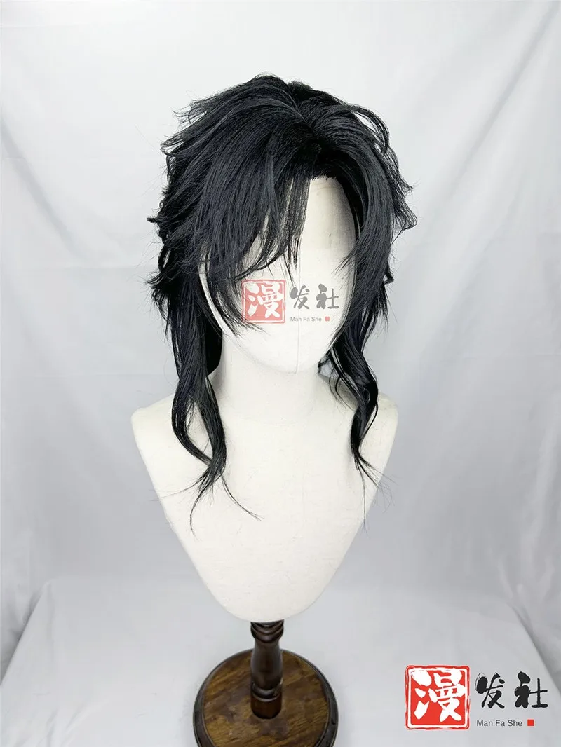 Estilo preto homem cego perucas cosplay anime do tumba perdida preto longo cosplay perucas anime penteado personalizado perucas adereços