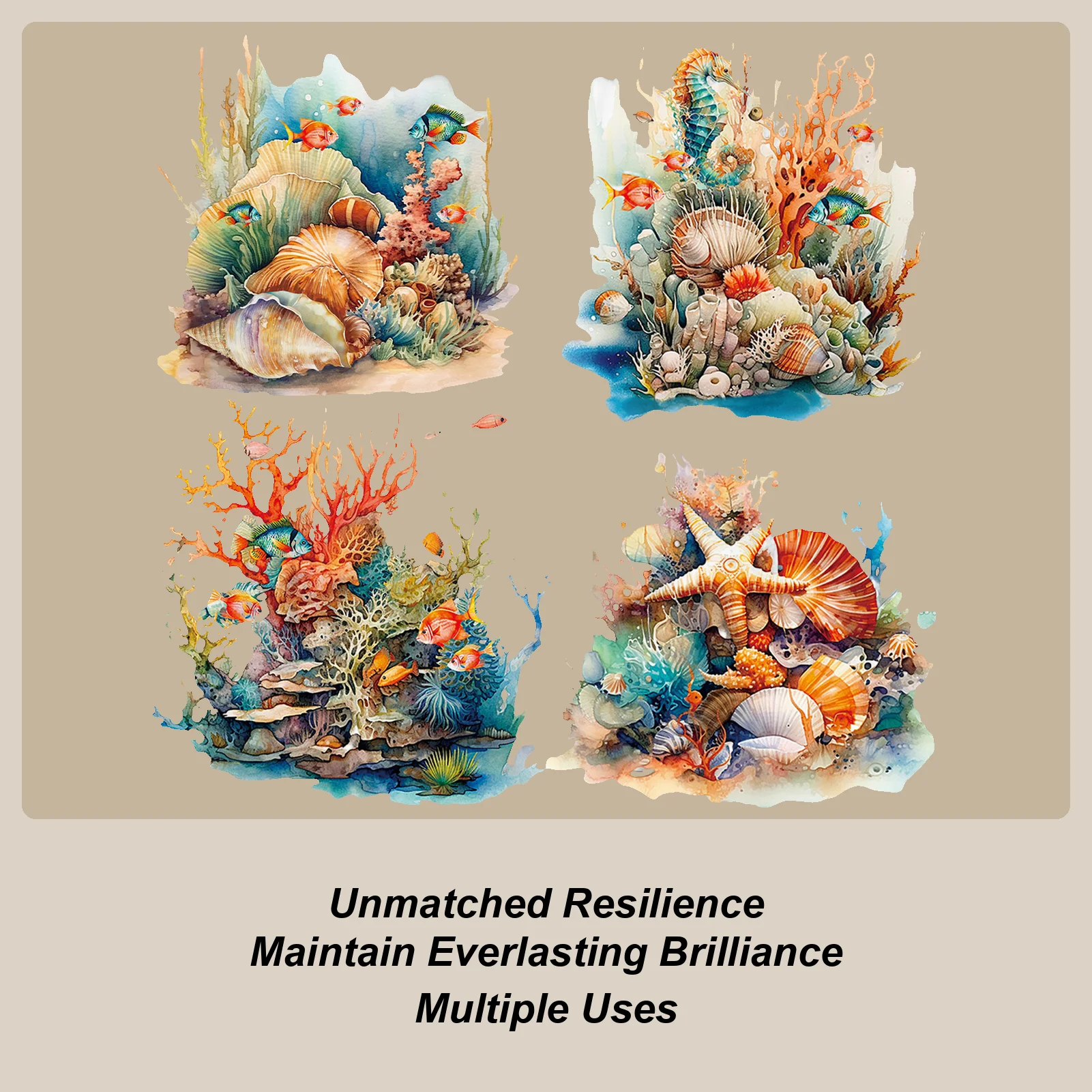Underwater World Toilet Stickers Coral Sea Star Fish Toilet Cover Decorative Stickers Bathroom Washroom Adhesive Toilet Sticker