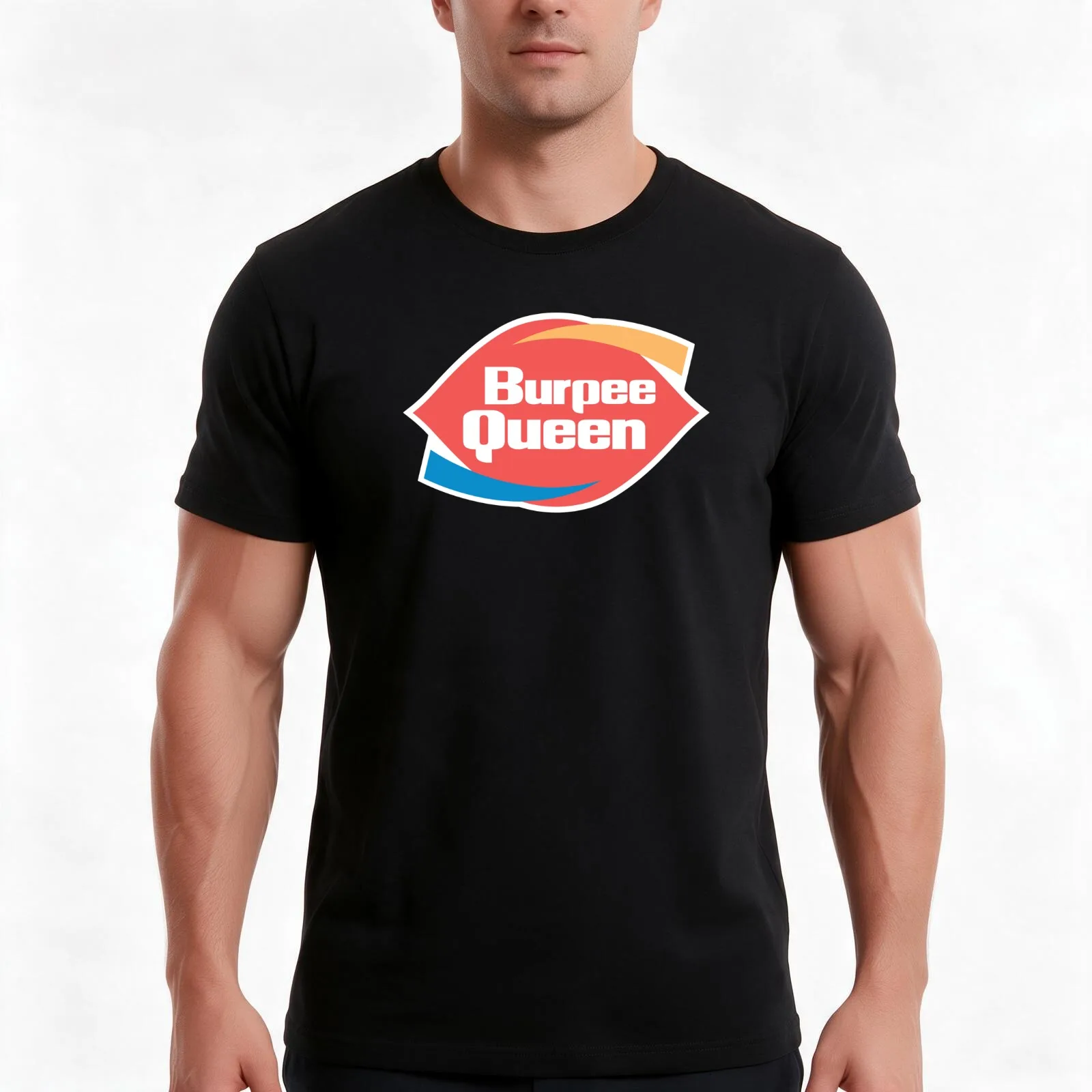 Burpee Queen Fitness T-Shirt, Summer Casual Cotton Tee, Oversized Streetwear Tops, Vintage Graphic Print, Loose Fit Short Sleeve