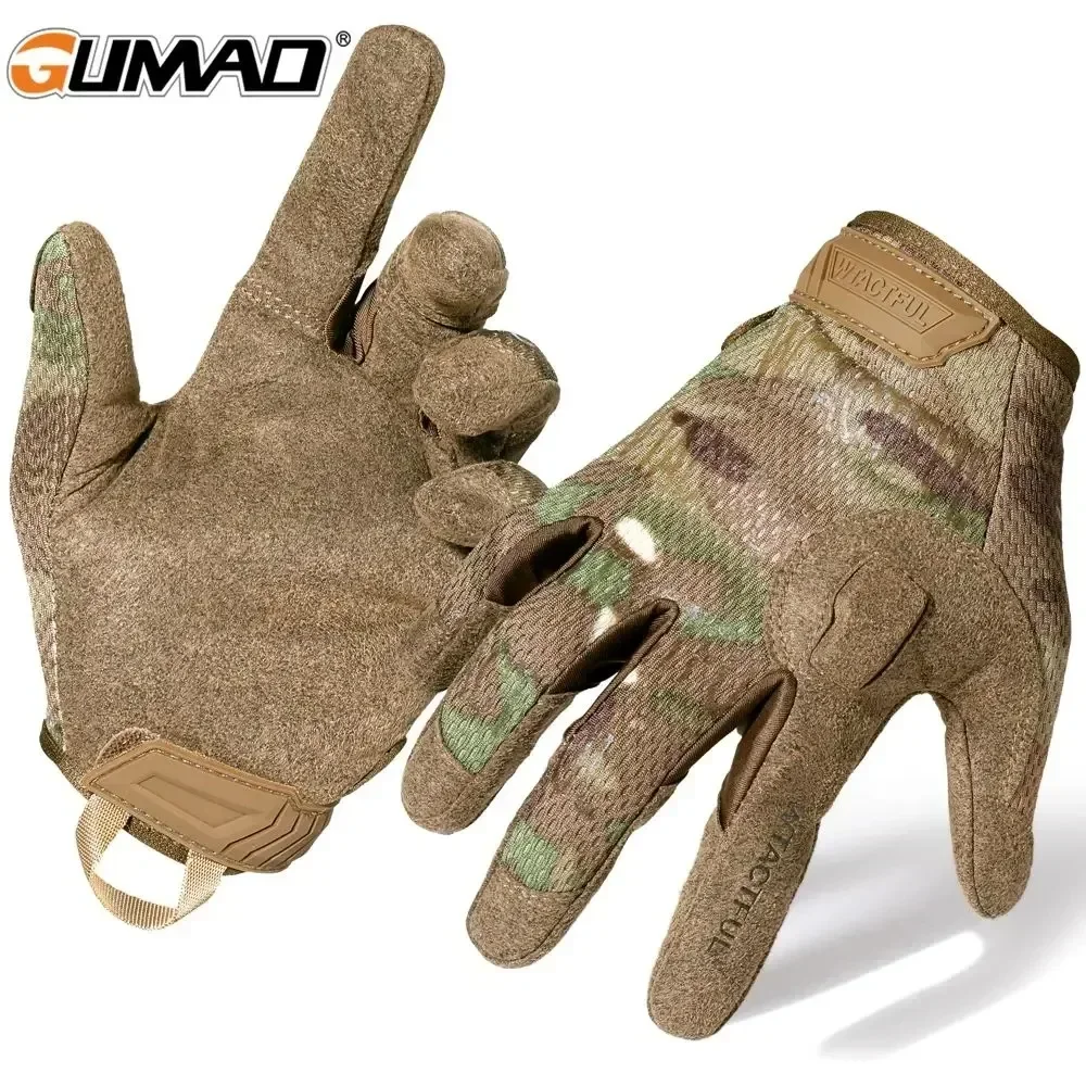 Men Camouflage Tactical Full Finger Gloves Airsoft Sports Riding Hunting Hiking Camping Bicycle Cycling Paintball Combat Mittens