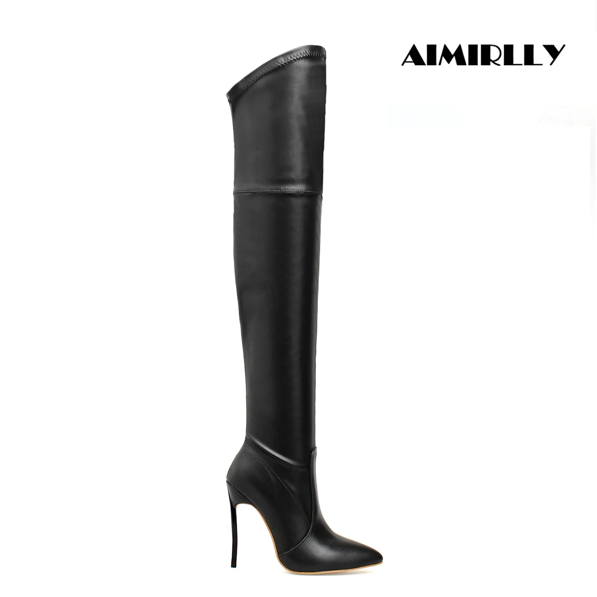 

Женские сапоги выше колена, туфли на высоком каблуке с острым носком, черные женские зимние высокие сапоги без шнуровки