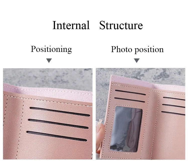 Modische Ultradünne Dreifach Gefaltete Damen-Kurzbörse, Glatte Oberfläche Multi-Kartenhalter Mini-Geldbörse Ideales Tägliches Geschenk für Frauen – Detail 2