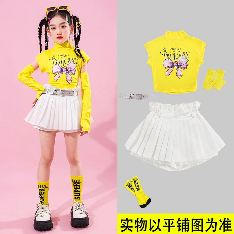 Mädchen Hip Hop Süße Crop Top Street Dance Bunte Röcke Kinder T-shirt Cargo Hosen Kinder Streetwear Jazz K-pop Kleidung Sets
