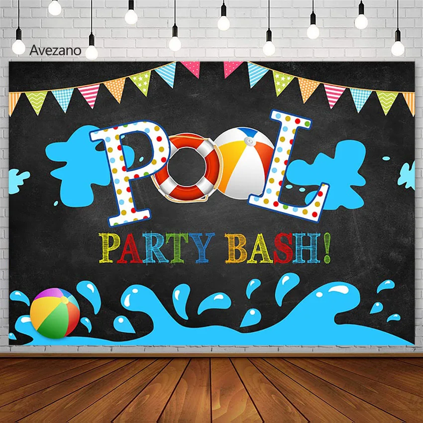 Avezano Photography Background Summer Child Water Ball Lifebuoy Pool Party Bash Banner Backdrops Decor Photo Studio Photozone