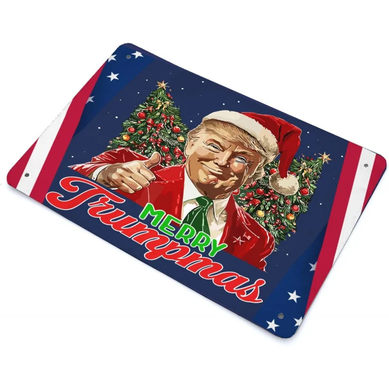 Feliz Natal e Ano Novo, pijama Trump, sinalização feia, parede de arte, sala de estar, quarto, decoração de bar, 30x20x2cm