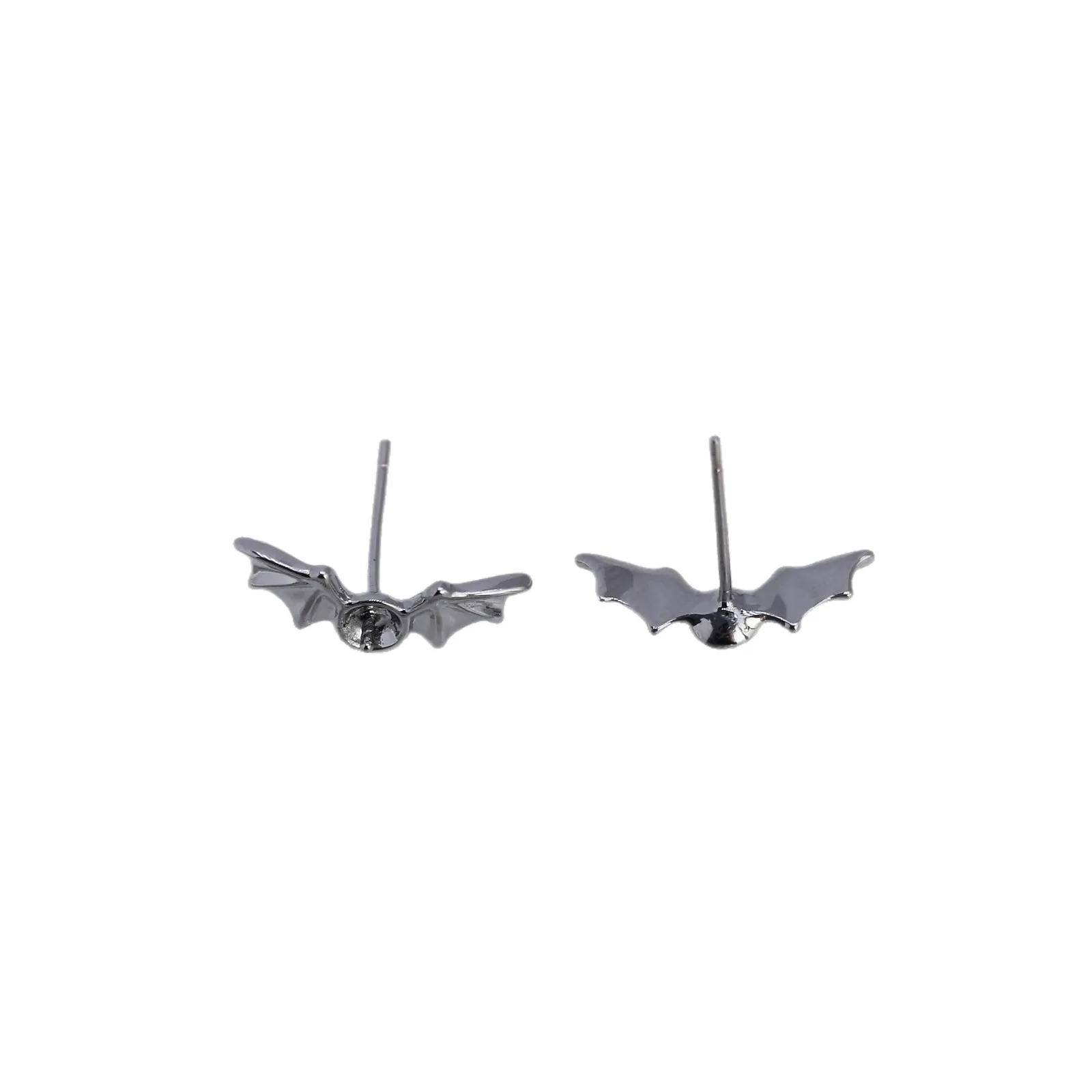 DIY Pearl Accessories New Copper-plated Little Bat Devil Wings Cute Smart Earrings Silver Needle Empty Holder Exquisite