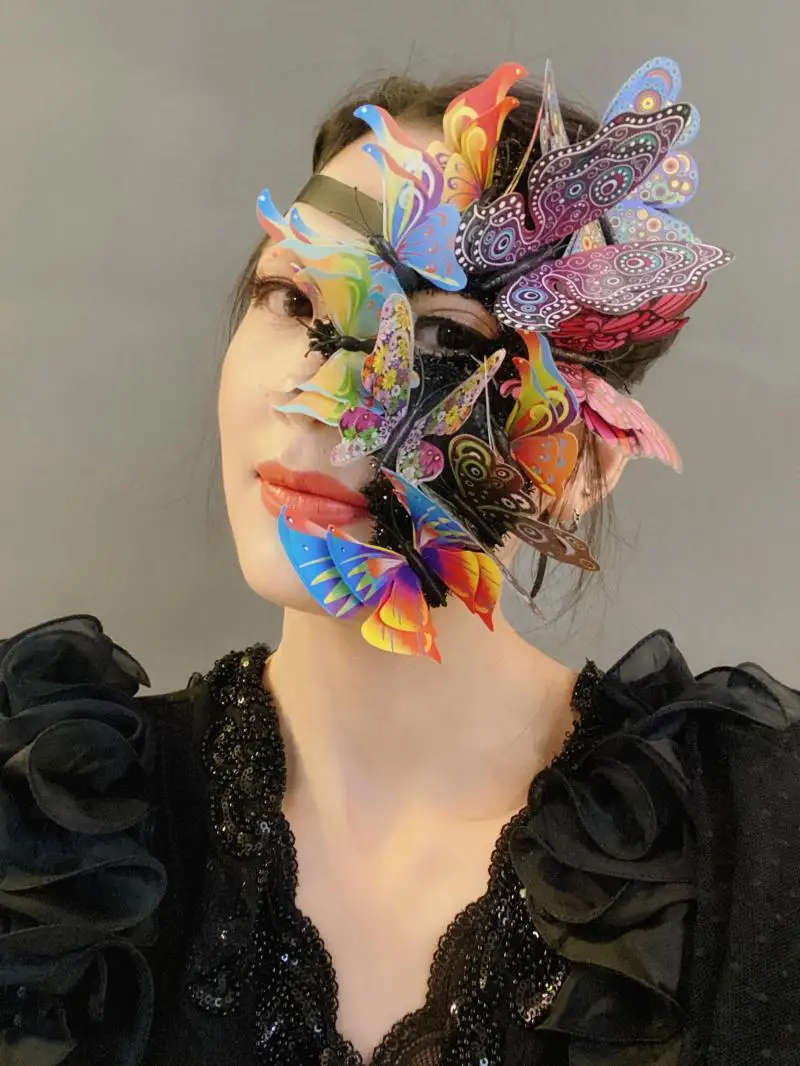 

Butterfly Mask Unisex Halloween Cosplay Half Face Masquerade Party Role Playing Perform Accessories Prop