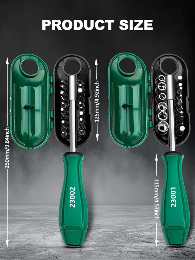 Hi-Spec 1/4 5-10mm Ratchet Screwdriver Bit Set Multifunctional Magnetic Bit Driver Holder Handle Slotted Hex Torx Phillips Bit