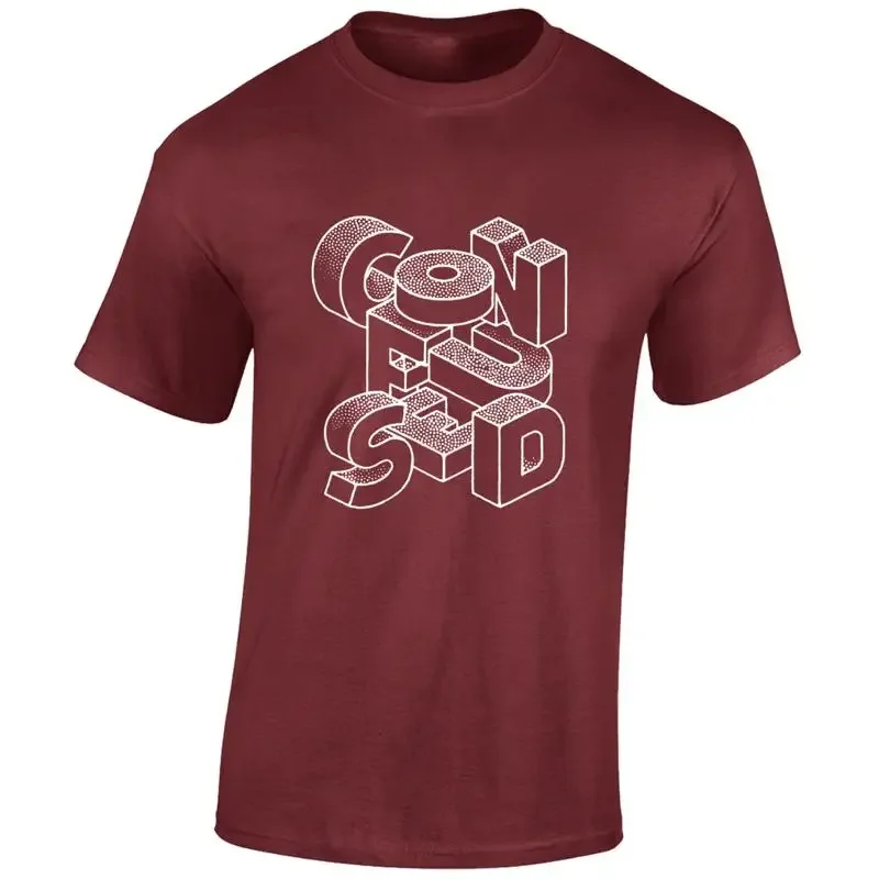 CONFUSED OPTICAL ILLUSION MENS T SHIRT FUNNY JOKE DESIGN GIFT TOP PRESENT NEW