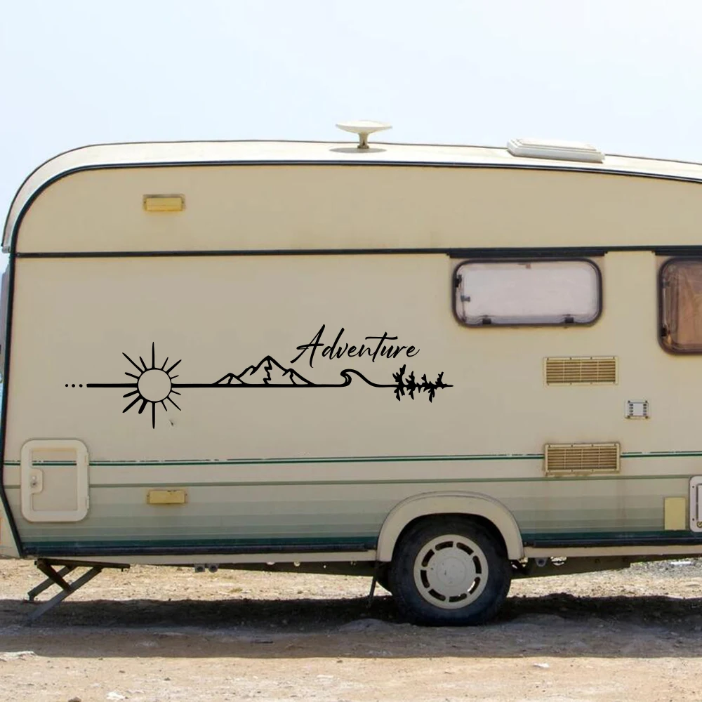 Large Adventure Arrow Sun Mountain Camper Van Car Sticker Decal Wildlife Travel Explore Motorhome Rv Carvan Truck Vinyl Decor
