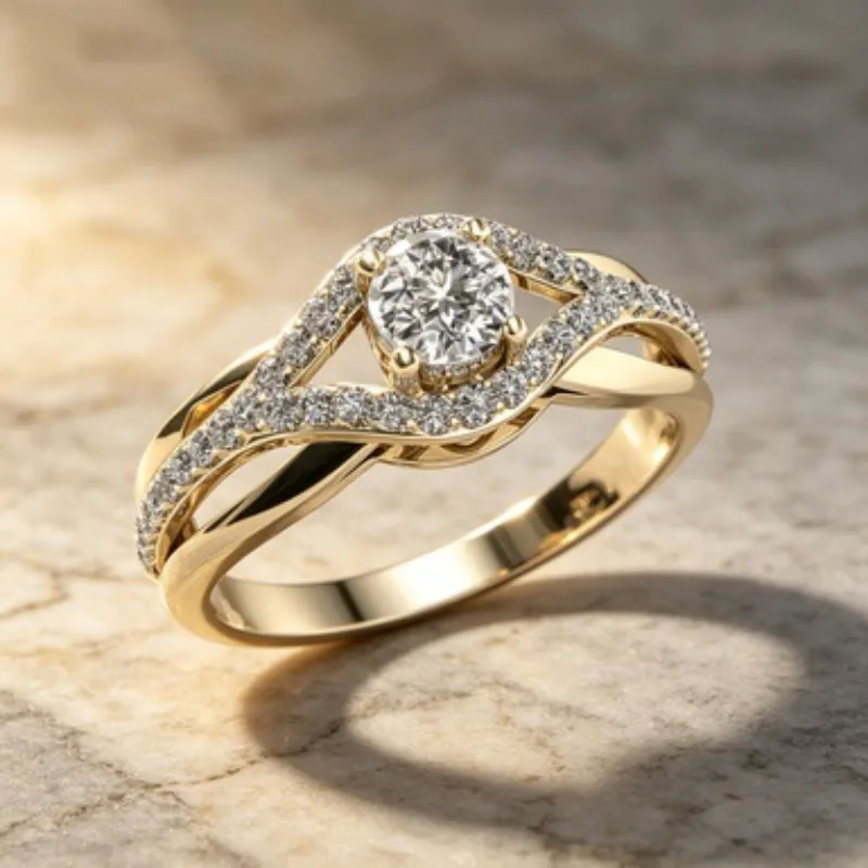 Elegant and fashionable interwoven ring, compact, simple, light luxury ring, Valentine's Day, banquet, wedding jewelry