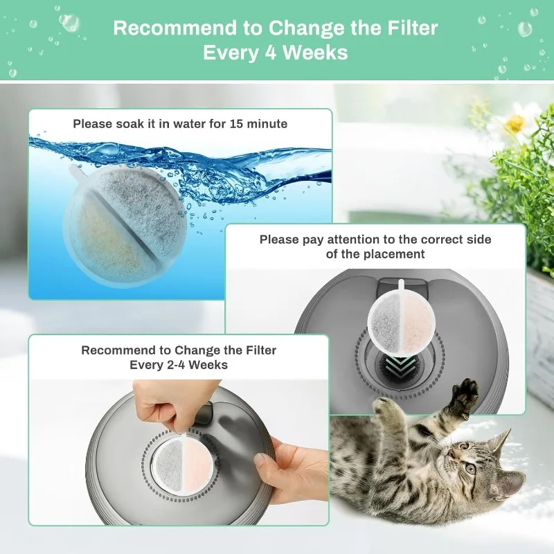 12 Pack Cat Water Fountain Filter Pet Water Fountain Replacement Filters for 84 fl oz/2.5L Cat Water Fountain