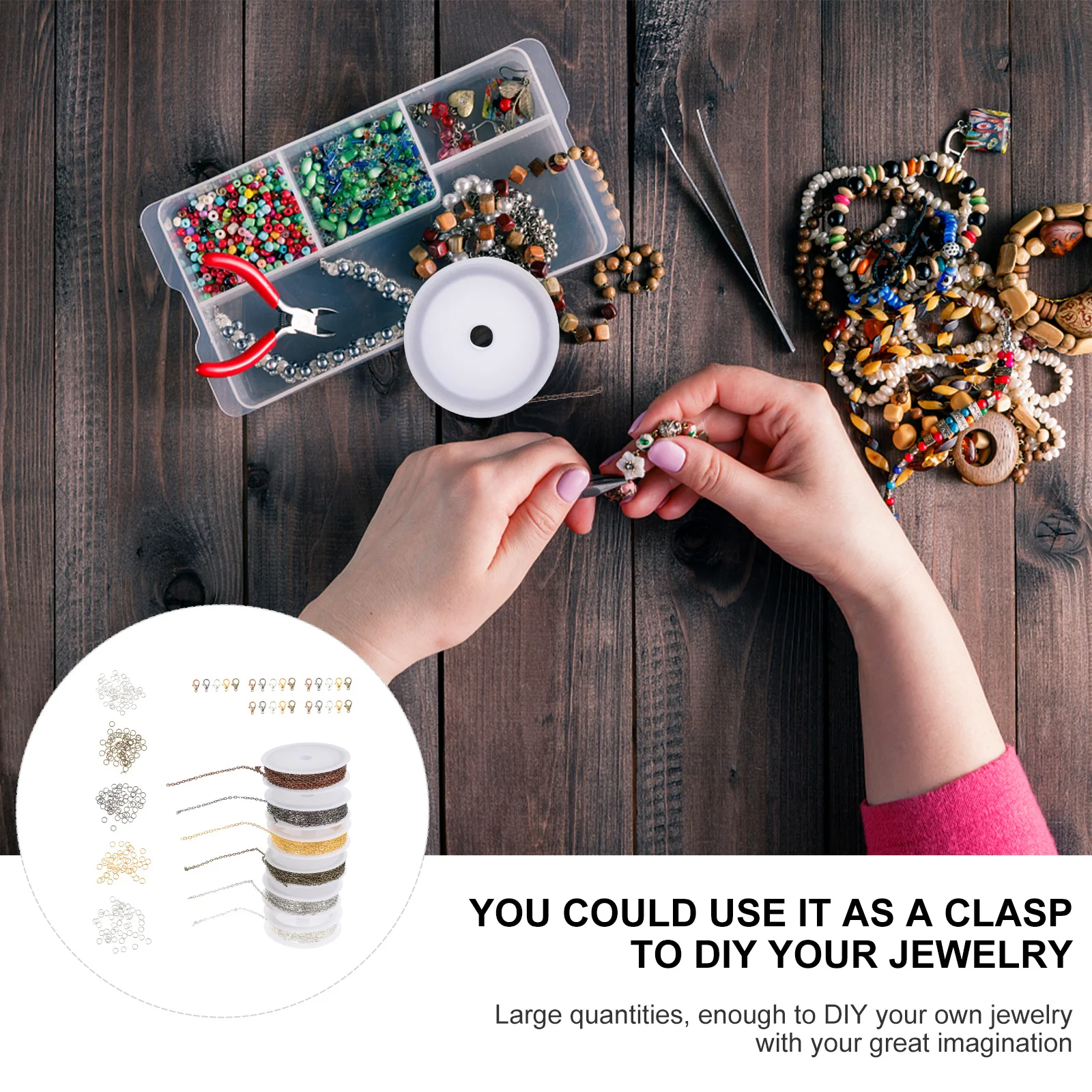 

1 set Lobster Claw Clasp Jewelry Making Accessories Set For Diy Crafting Lightweight Durable Connector Findings Extended Chains