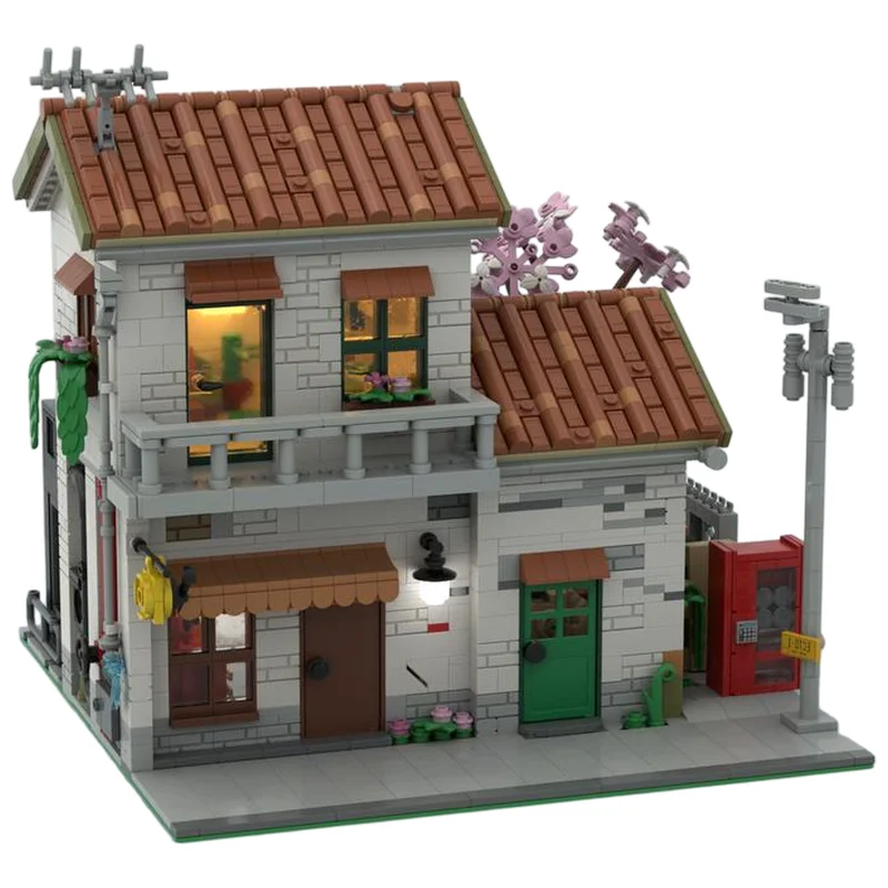 Secret Japanese Garage MOC Building Blocks Compact City Garage Building Model DIY Assembly Brick Set Desktop Collectible