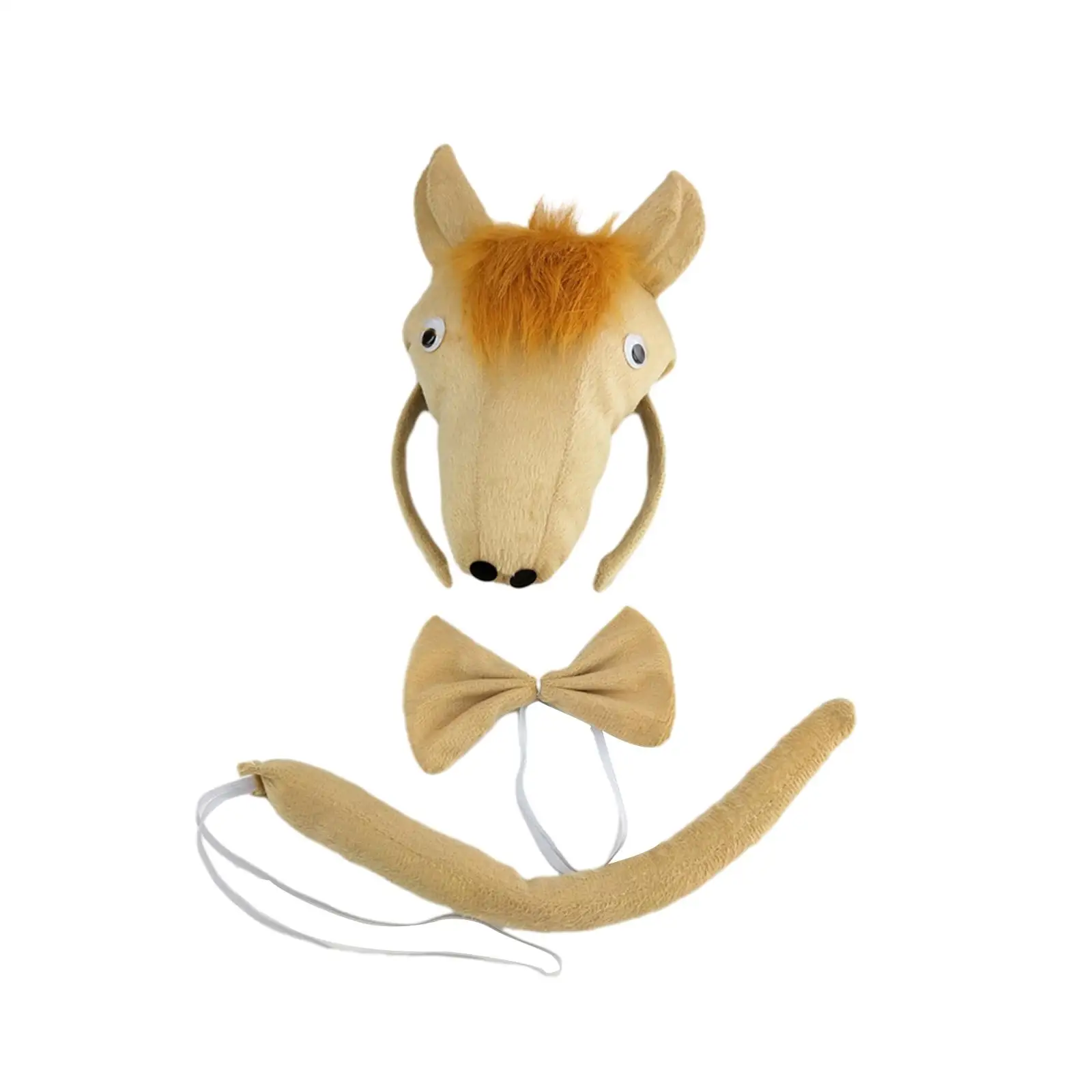 Kids Horse Costume, Ears Headband, Bow Tie, Hair Band, Elastic Strap, Animal Fancy Costume for Car