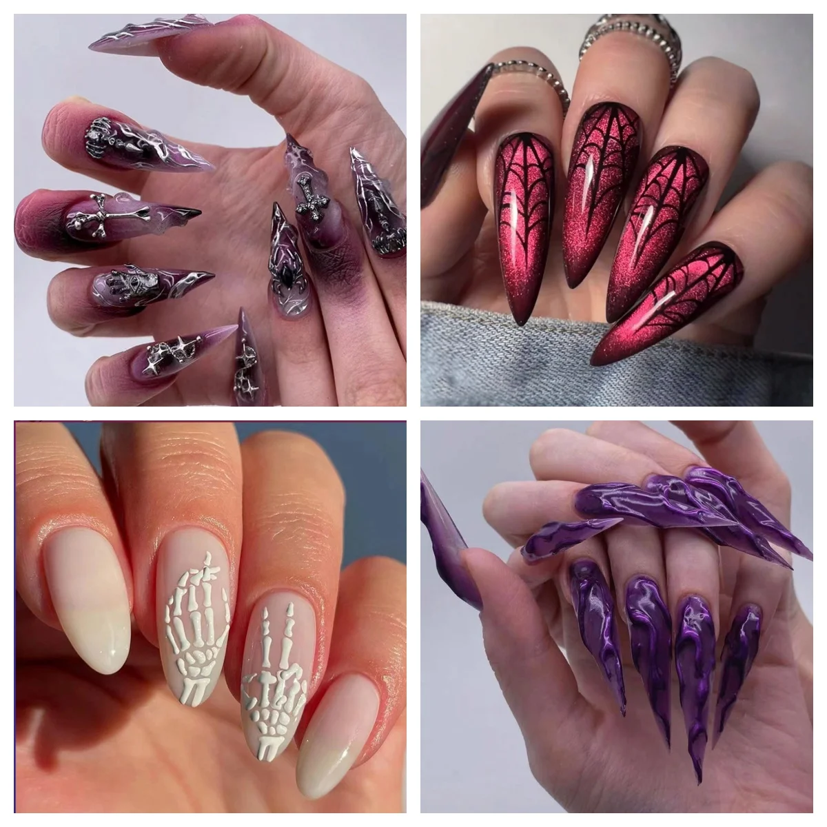 

Women's Halloween Press on Nails - 3D Gradient Cat Eye Fake Nails European American Style