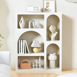 Minimalist cream style storage rack, floor to floor bookshelf, home living room storage cabinet, display rack,