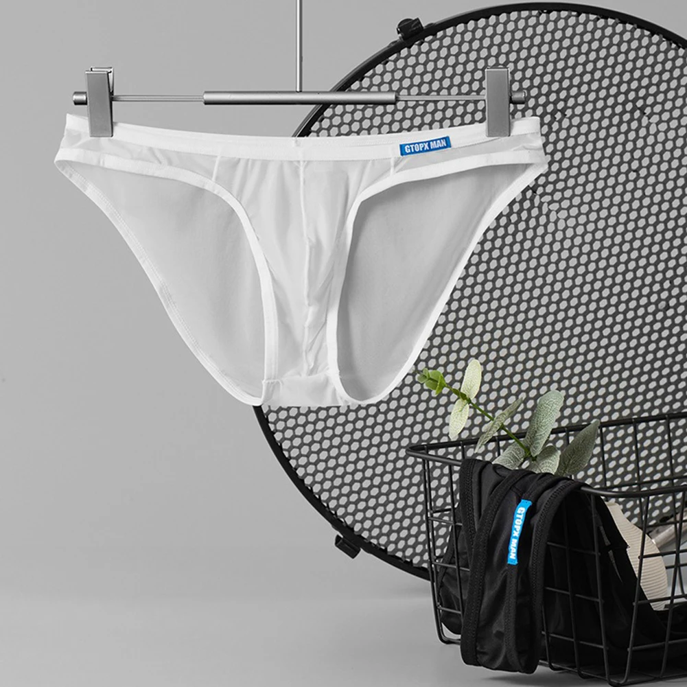 1 قطعة الرجال مثير شير ملخصات منخفضة الخصر الملابس الداخلية الحرير الجليد U شكل الحقيبة سراويل السلس تنفس شبكة انظر من خلال السروال