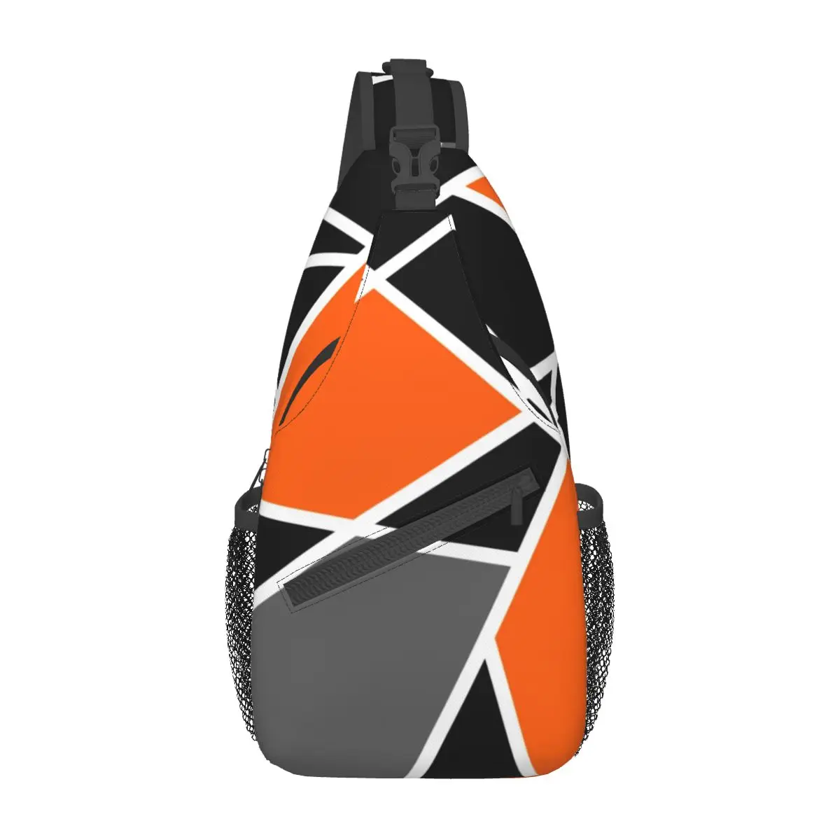 Geometric Modern Crossbody Sling Bag Small Chest Bag Orange Mondrian Art Shoulder Backpack Daypack Travel Hiking Camping Satchel