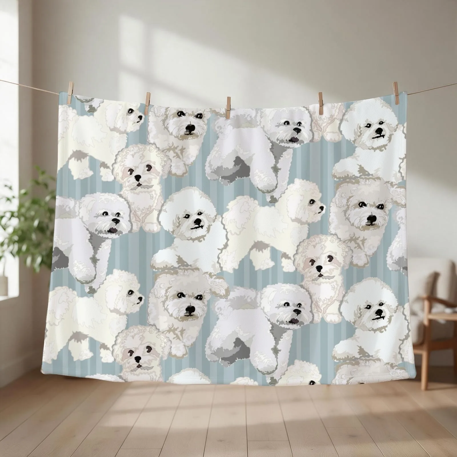 Bichons Bichons Throw Blanket couch cozy soft plush fuzzy picnic outdoor blanket