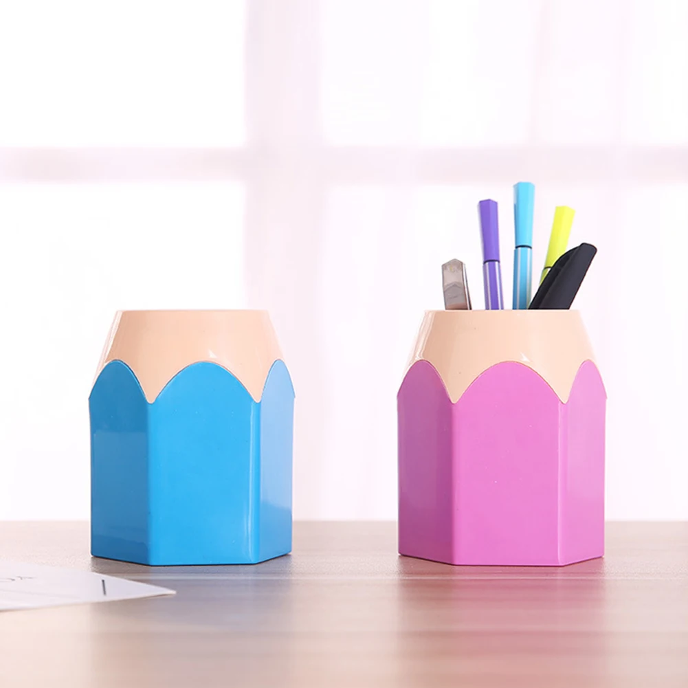 Colored Pencil Tips Shape Stationery Bucket Waterproof Cosmetic Brush Bucket Home Storage Supplies