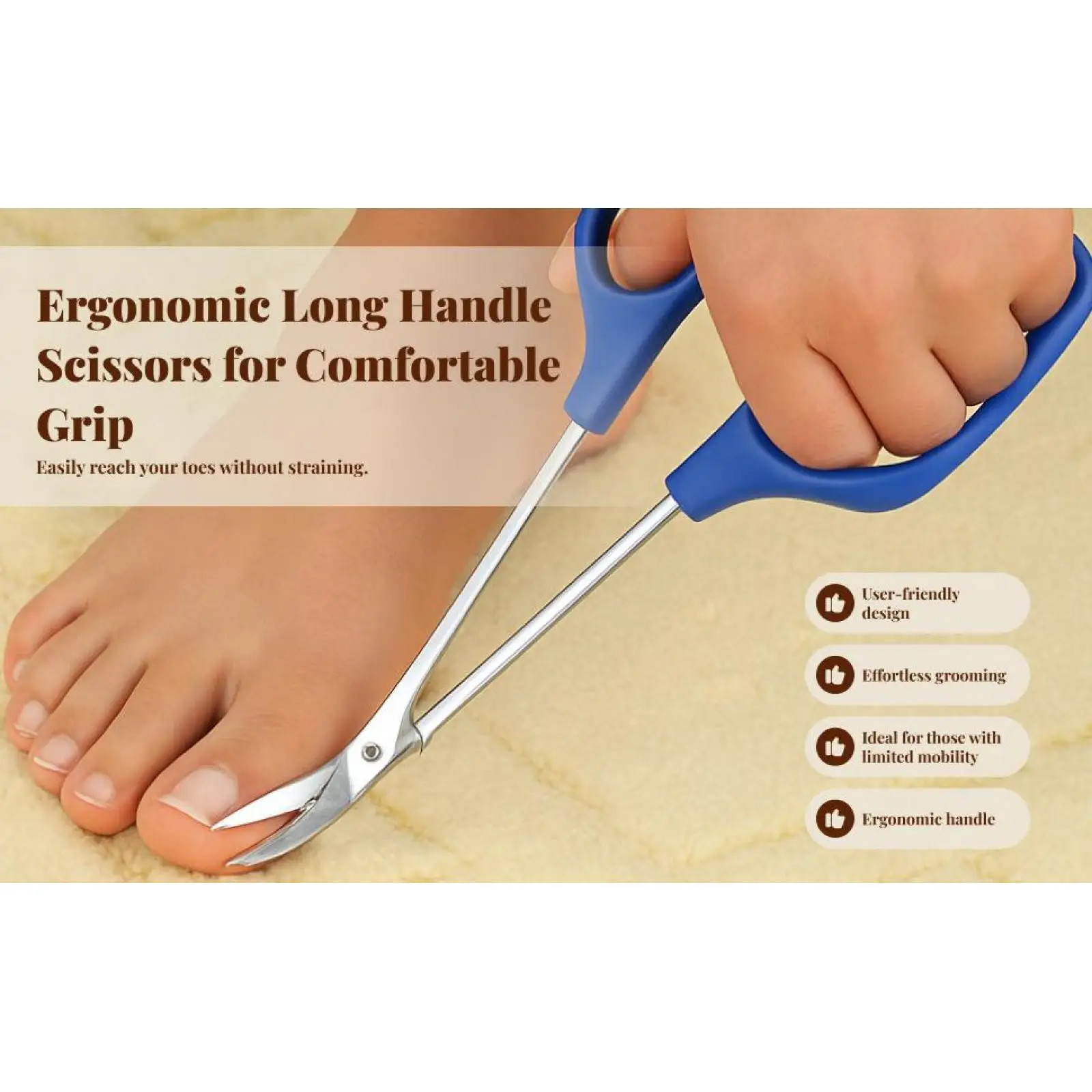 Long Reach Toenail Scissors Pedicure Humanized Design Easy Use Unique Design