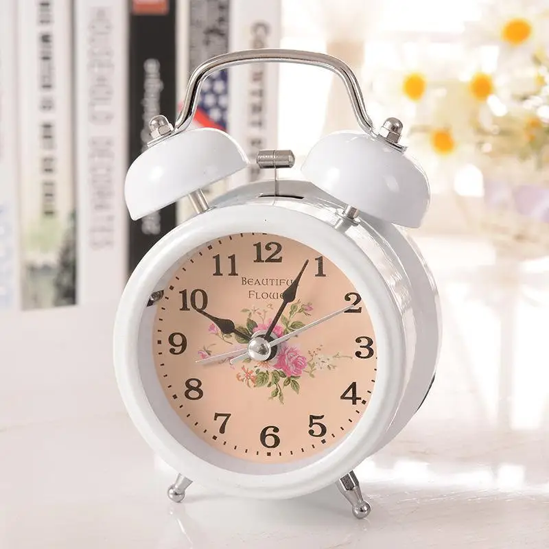 Flower Surface with Lamp Creative Bell Alarm Clock Oversized Sound Bedside Lazy Clock