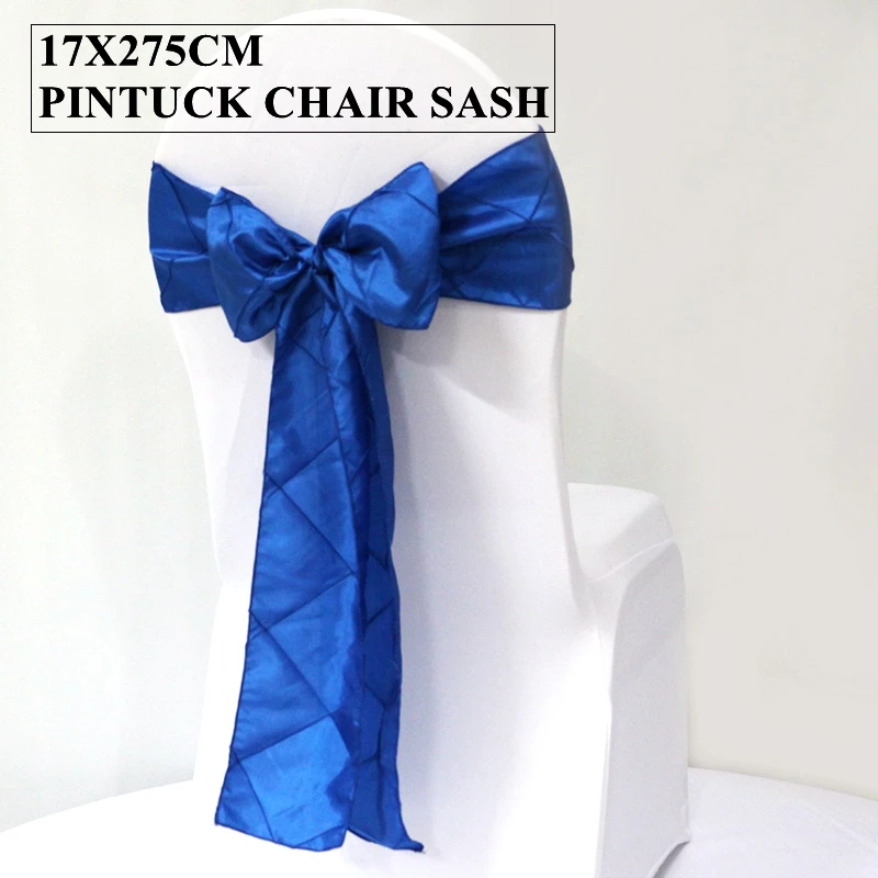 25 Colors Pintuck Chair Sash Banquet Tie Bow For Wedding Event Party Decoration