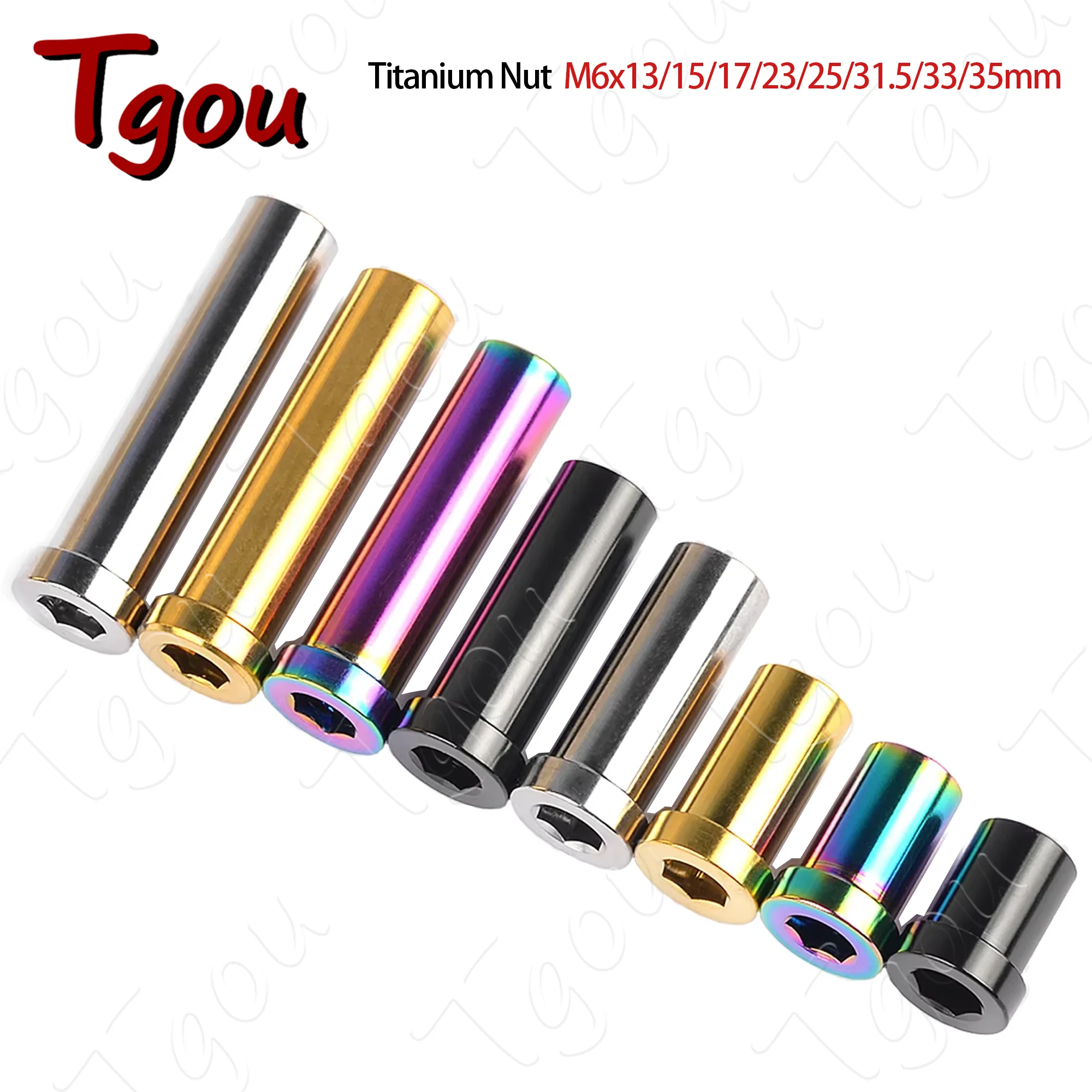 Tgou Recessed M6 Ti Nut Full Length 13/15/17/23/25/31.5/33/35mm for Road Bicycle Brake Caliper C Clamp Fix