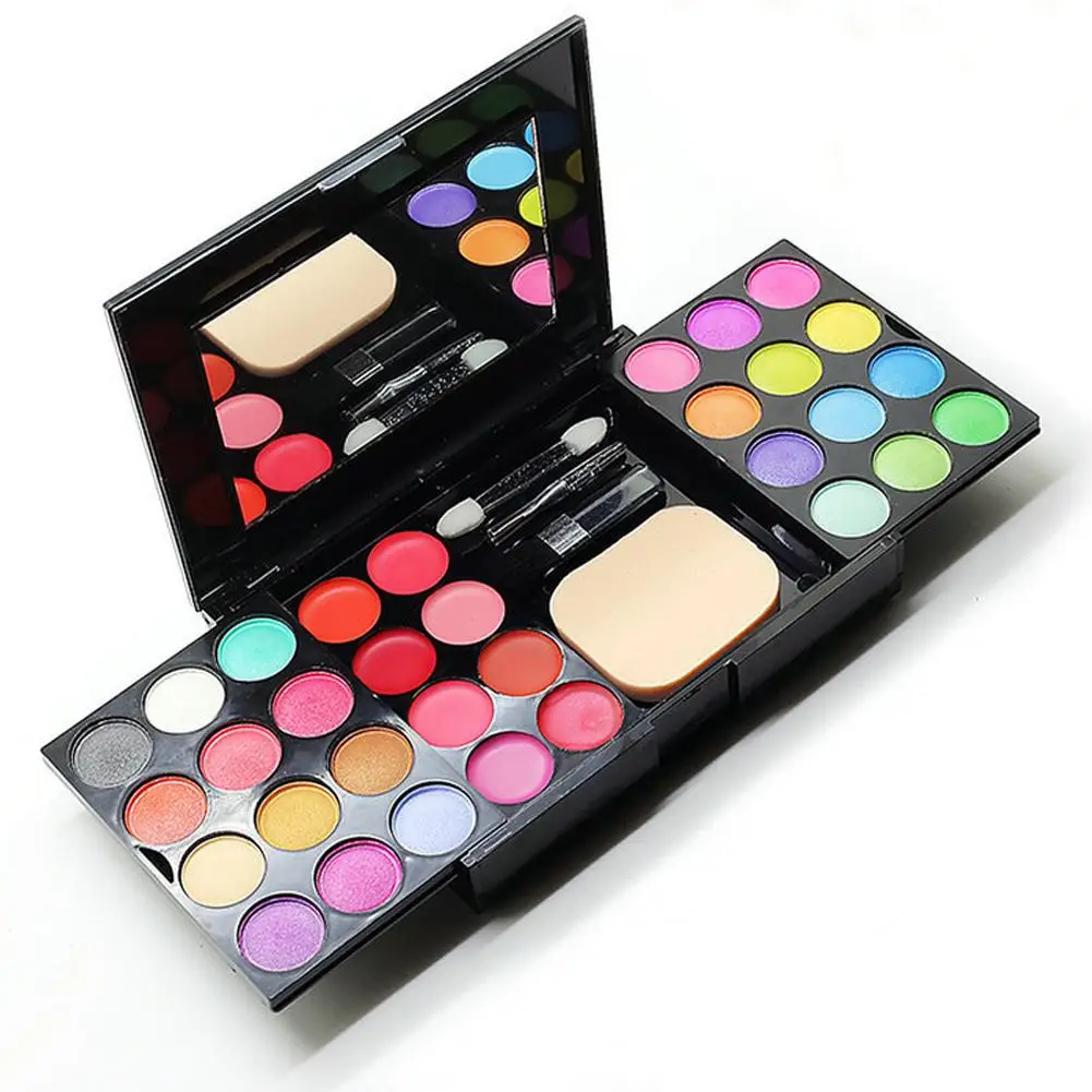 Set Box Maquiagem Profissional, Matte Glitter Paleta, Blush, Pó Multi-funcional, Sombra, Caso Cosmético, P2C3, 39 cores