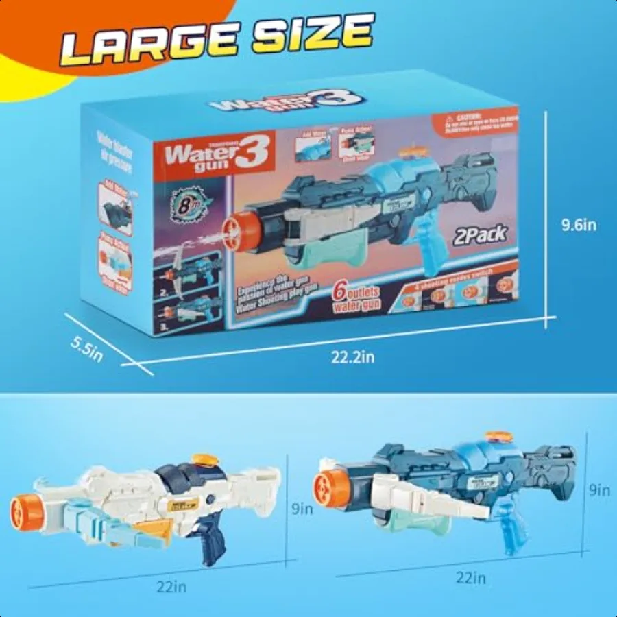 Water Gun for Adults: 3in1 Transforming Large Capacity Water Gun 4 Adjustable Water Spray Patterns Outdoor Water Blaster for Ad