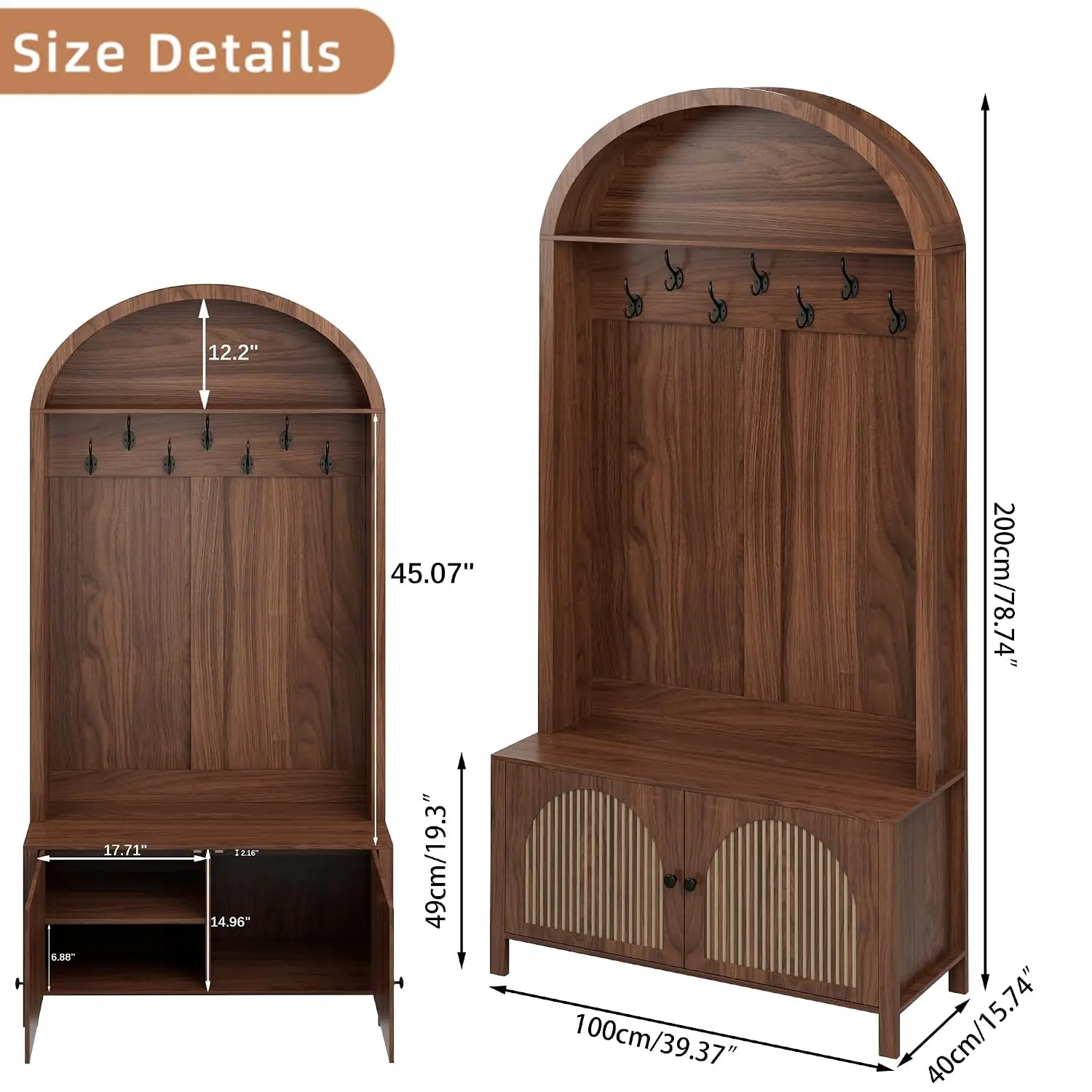 Large 5-in-1 Mudroom Storage w/ 6 Tri-Hooks & Seating, 13 Cubbies & Adjustable Shelf, Metal Corner Protctor, White