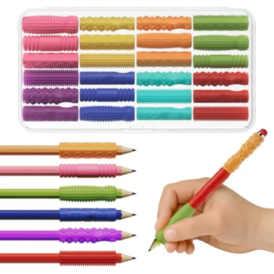 

Sensory Textured Silicone Fidget Toys 2 Four Sizes Peil Grips for Handwriting Classroom School Education Tool for Stress Anxiet