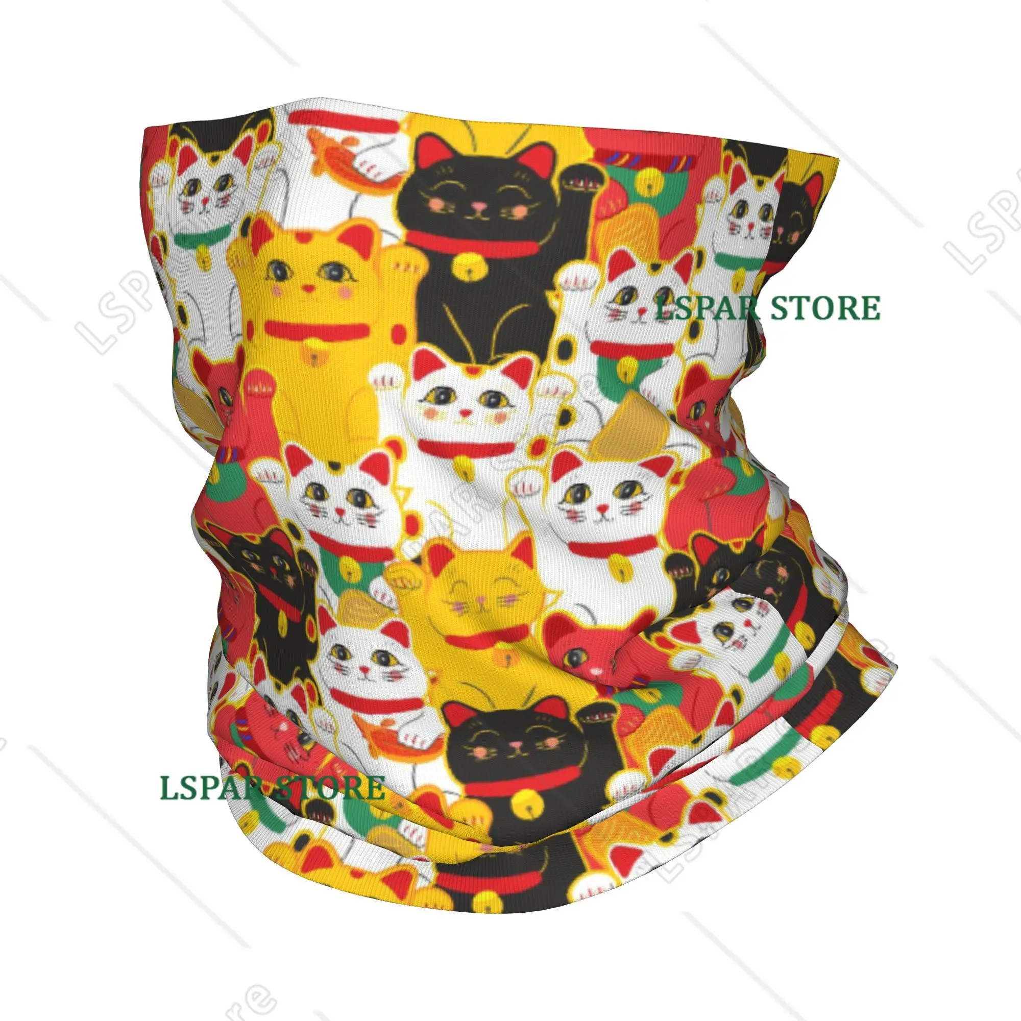 

Maneki Neko Waving Winter Headband Neck Warmer Men Women Ski Cycling Tube Scarf Lucky Cat Japanese Charms Face Bandana Gaiter