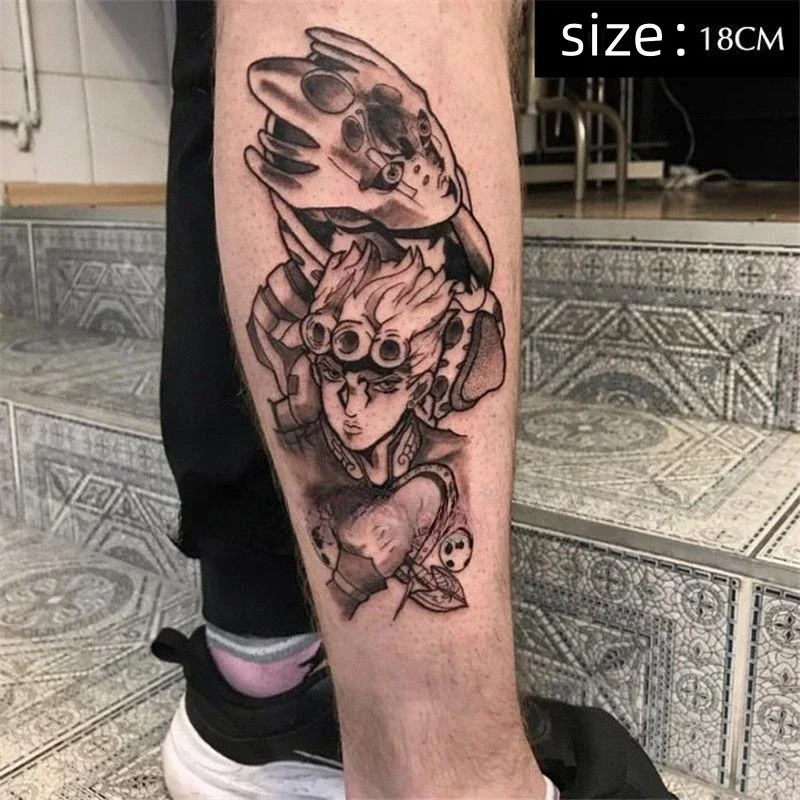

JoJo's Bizarre Adventure Anime Temporary Tattoos Cartoon Giorno Giovanna Body Art Waterproof Fake Tatoo Sticker for Woman Men