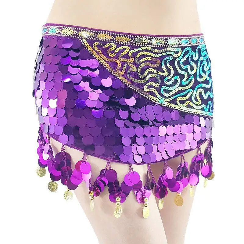 Sexy Frauen Bauchtanz Pailletten Quasten Hüfttuch Wickel gürtel für Thailand/Indien/arabische Tänzer Rock Tänzer Ton Münzen Taille Kette