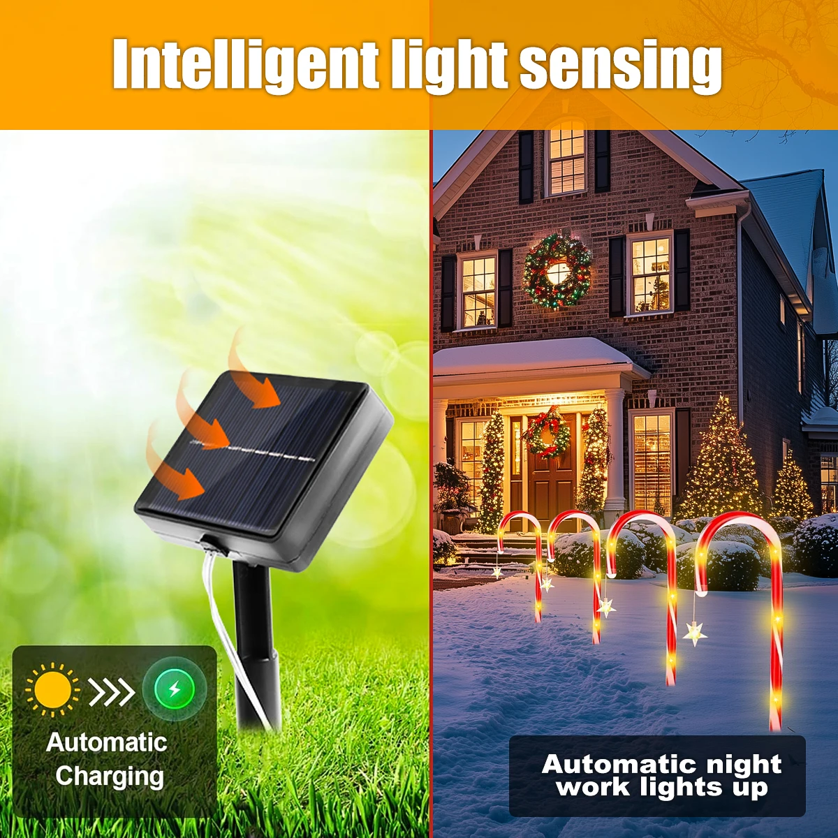 أضواء حلوى عيد الميلاد الشمسية الروطان زينة العطلة في الهواء الطلق لإضاءة عيد الميلاد حديقة مسار ساحة عطلة الطرف الديكور