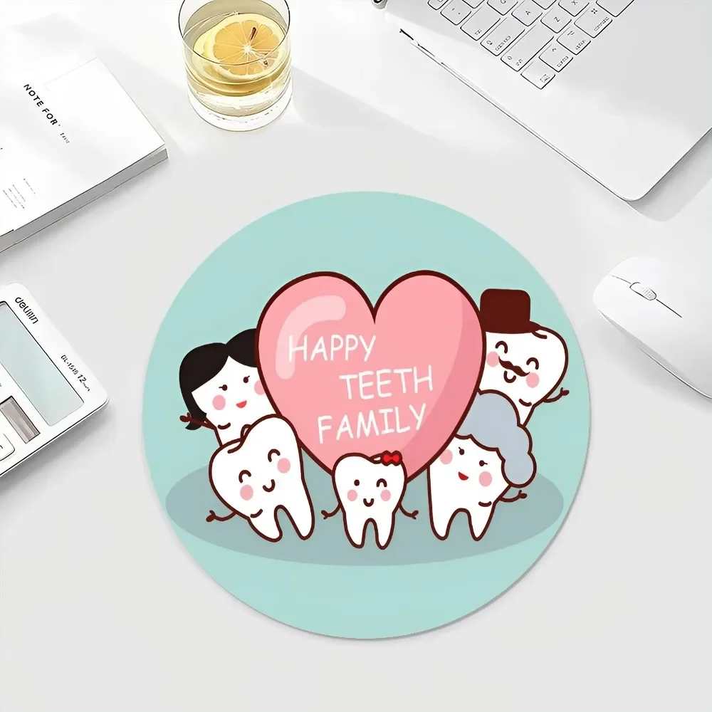 Wisdom Teeth Dentist ToothSmall Round Office Student Gaming Thickened Writing  Non-slip Cushion Mouse Pad for PC Computer Table