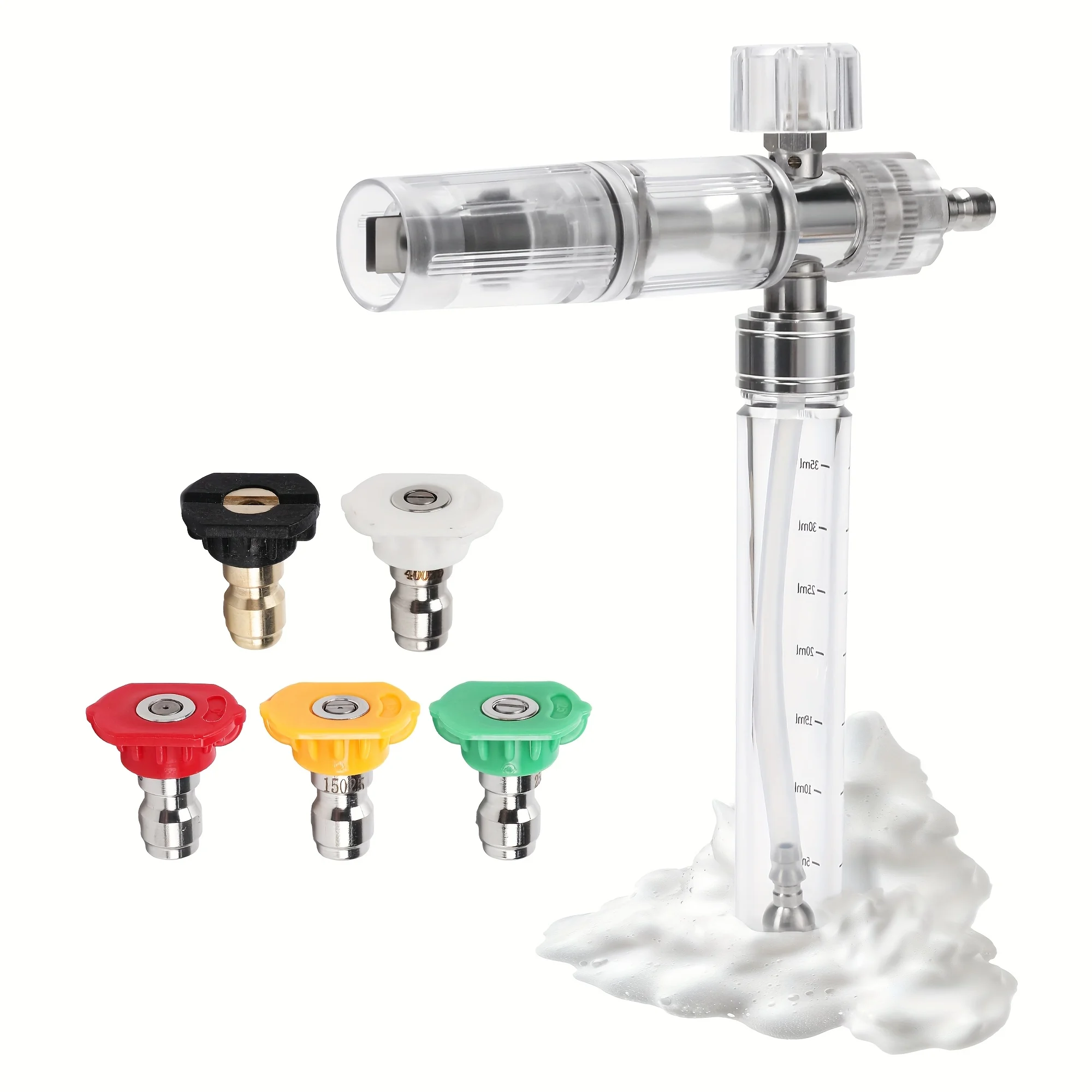 1/4'' Quick Connect Foam Cannon Pro, Transparent Soap Cannon with Adjustable Nozzle for Most Pressure Washer Accessories