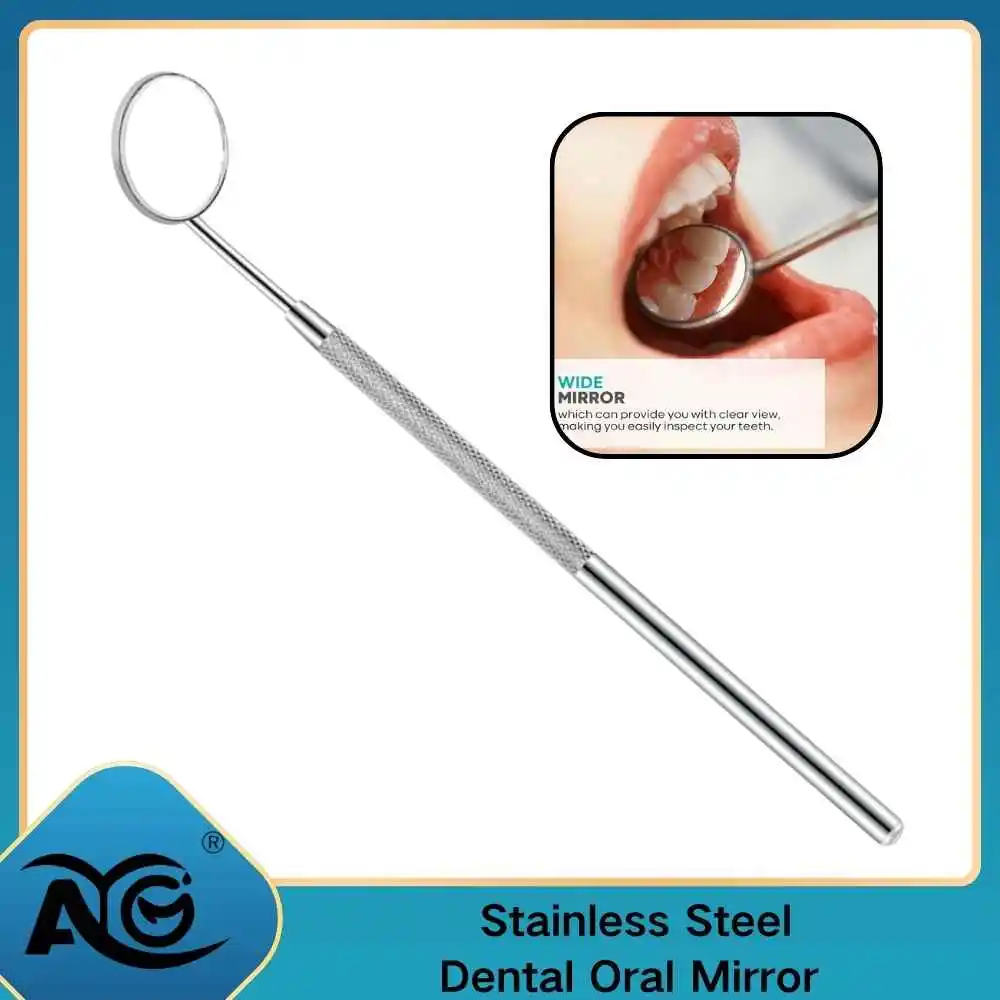 AG 1pc Stainless Steel Dental Oral Mirror Eyelash Extension Teeth Whitening Cleaning Tool Makeup Tool Handle Mirror