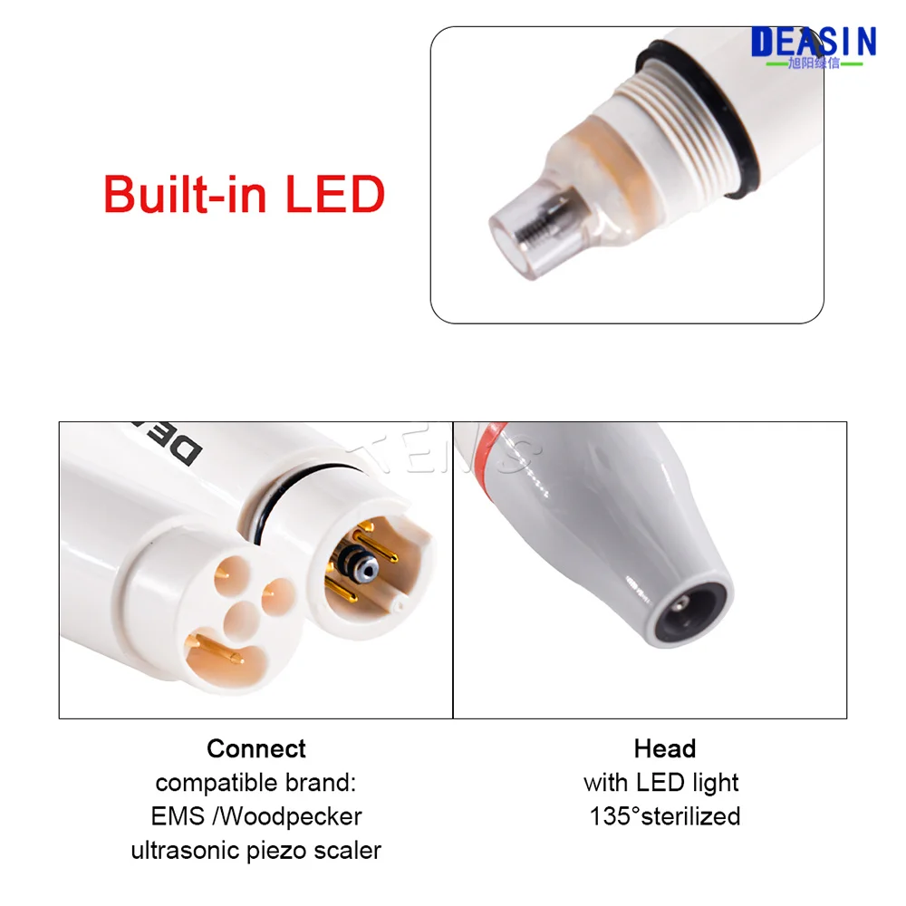 Raspador piezo ultrassônico dental, peça de mão, ultrassom, dentista, alça led, adequado para alça, ferramenta de clareamento dental oral